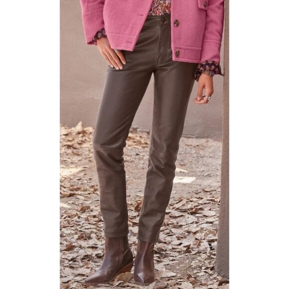Sundance Bronwen Buttery Soft Leather Pants Plus Size 32 Classic Quiet Luxury - Picture 1 of 9